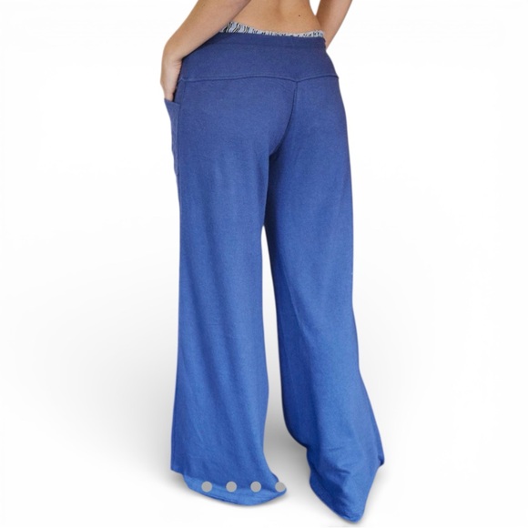 Free People Lounge Pants Blue Drawstring Wide Leg Size Small - Picture 2 of 3